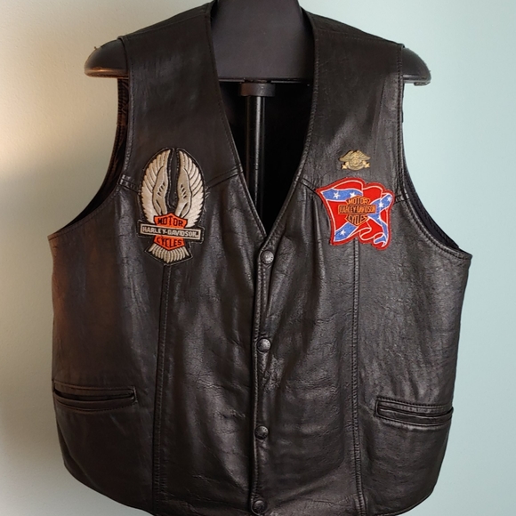 Other - Leather vest with Harley patches